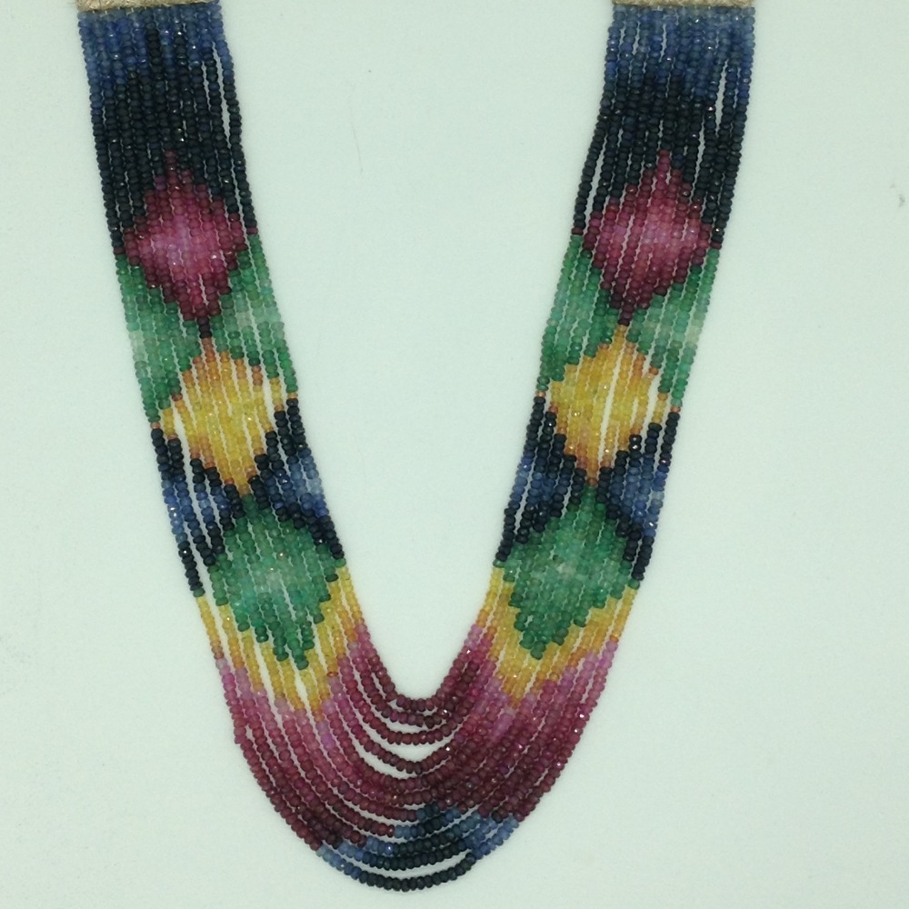 Multi Colour Rainbow Round Faceted 11 Layers Necklace JSM0119