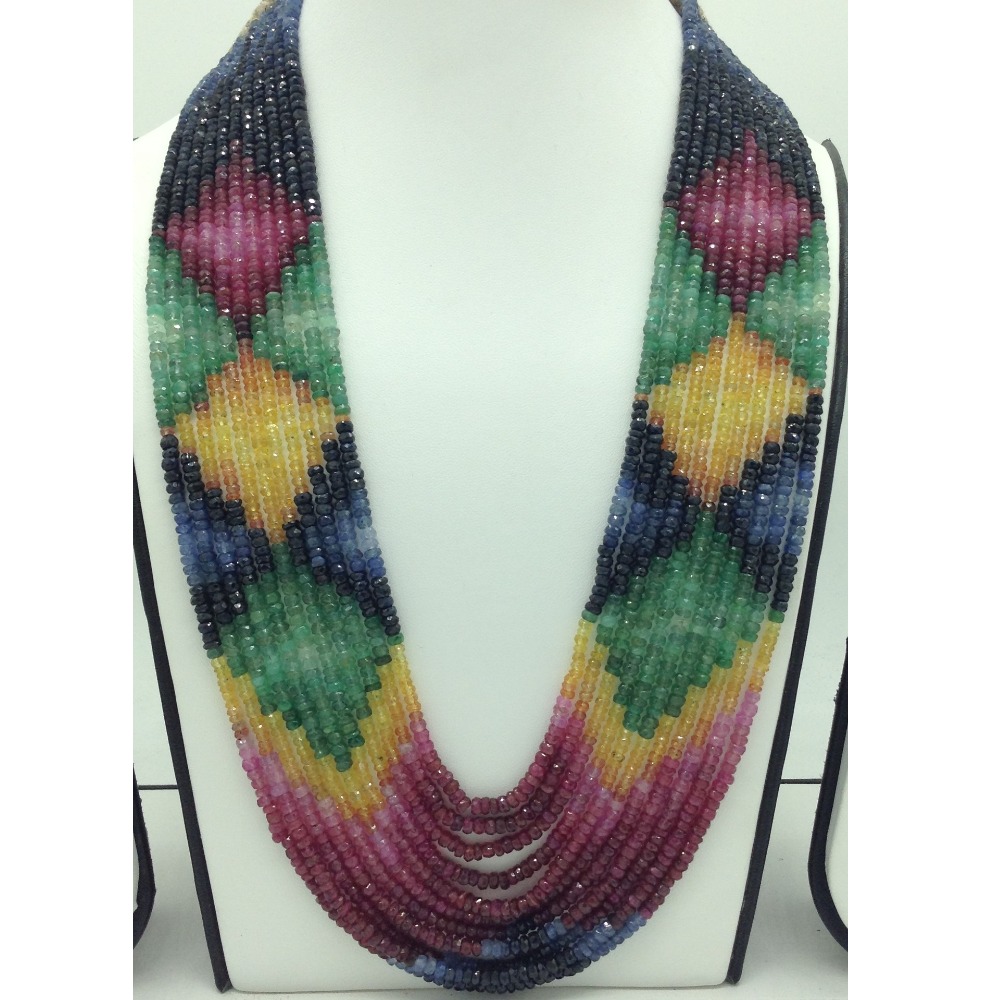 Multi Colour Rainbow Round Faceted 11 Layers Necklace JSM0119