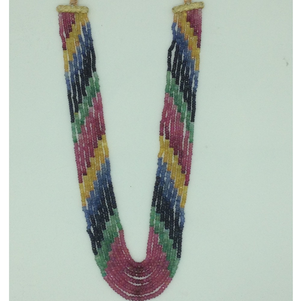 Multi Colour Rainbow Round Faceted 7 Layers Necklace JSM0118