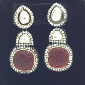 White And Red CZ Choker Set With 7 Line Pearls JPS0566