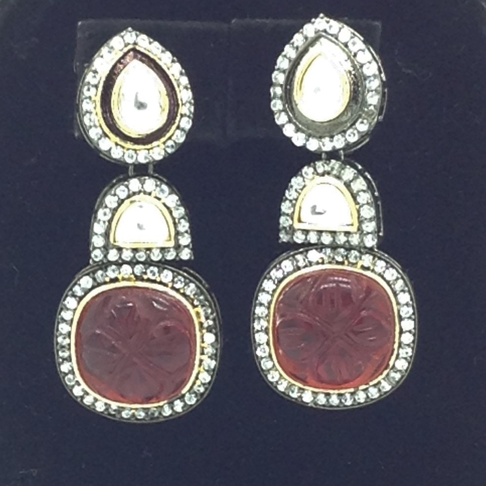 White And Red CZ Choker Set With 7 Line Pearls JPS0566