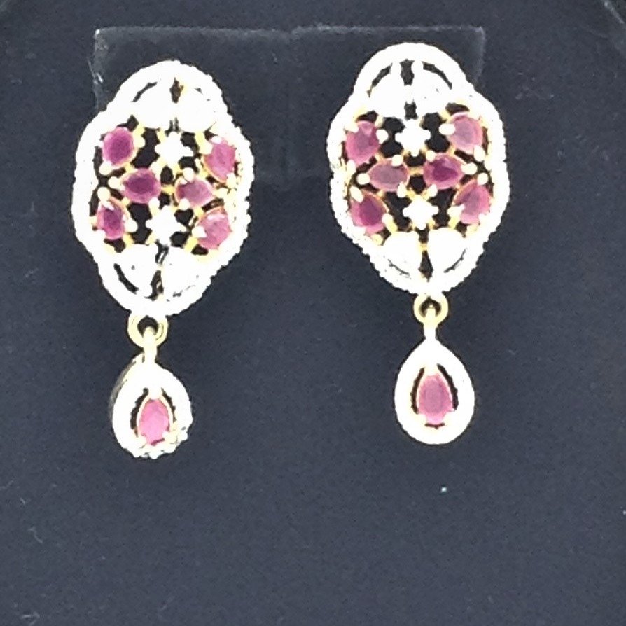 White And Red CZ Choker Set With 5 Line Pink Pearls Mala JPS0565 - Image 3