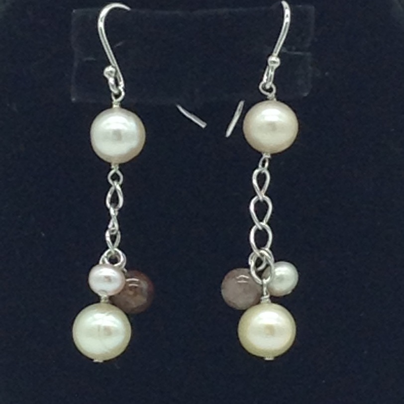 Freshwater Pink Pearls and Semi Beeds Silver Chain Set JNC0104