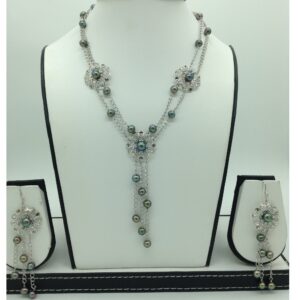 Freshwater black pearls silver necklace set jnc0099