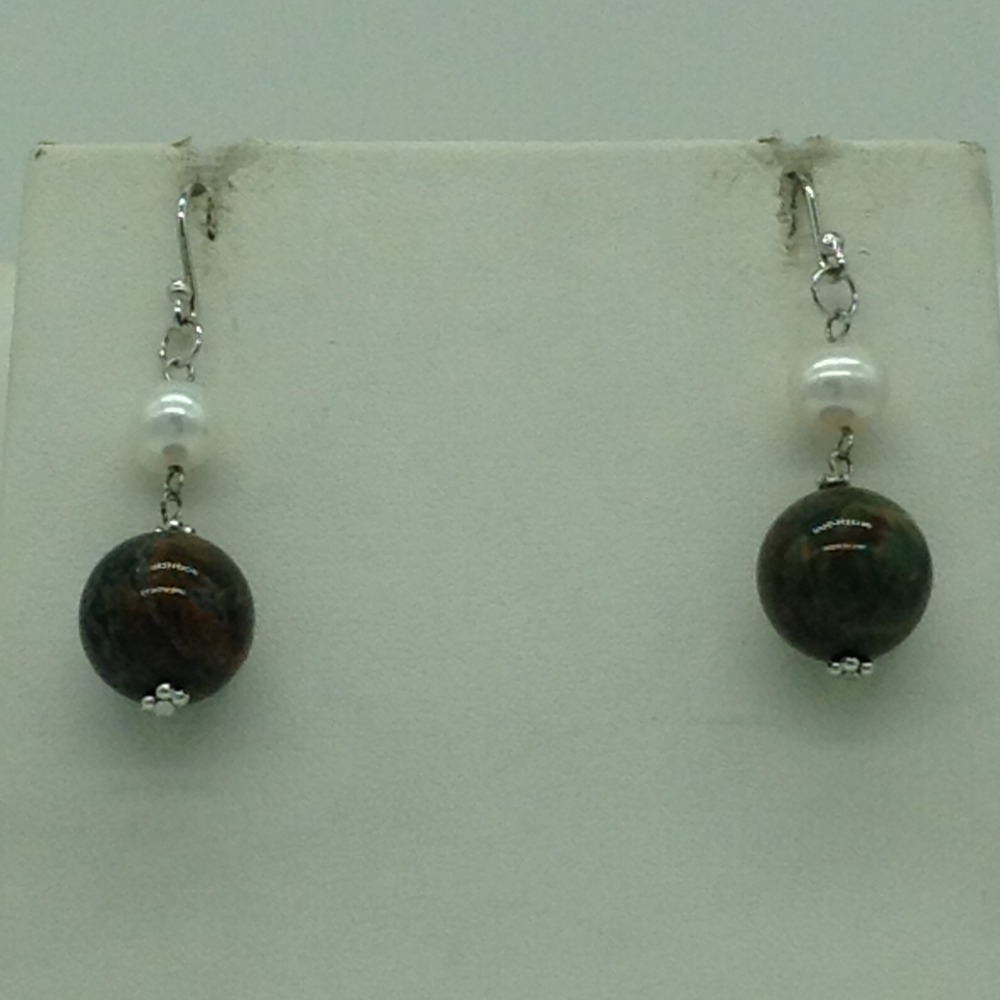 Freshwater cream pearls and melagite silver chain set jnc0095