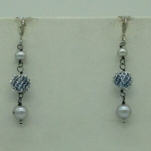 Freshwater grey pearls and semi beeds silver chain set jnc0088