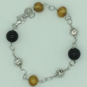 Freshwater brown pearls and black semi silver chain set jnc0081