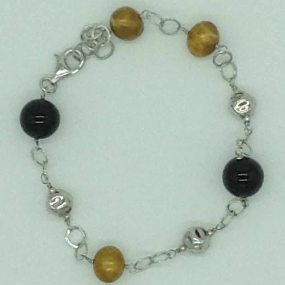 Freshwater brown pearls and black semi silver chain set jnc0081