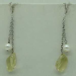 Freshwater multicolour pearls and citrine silver chain set jnc0079
