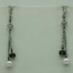 Freshwater white pearls and semi beeds silver necklace set jnc0072