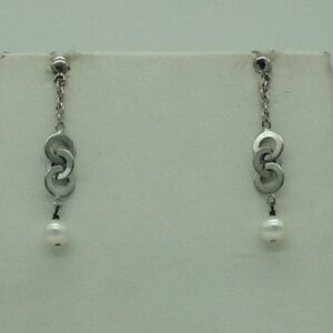 Freshwater white pearls and semi chips silver necklace set jnc0071
