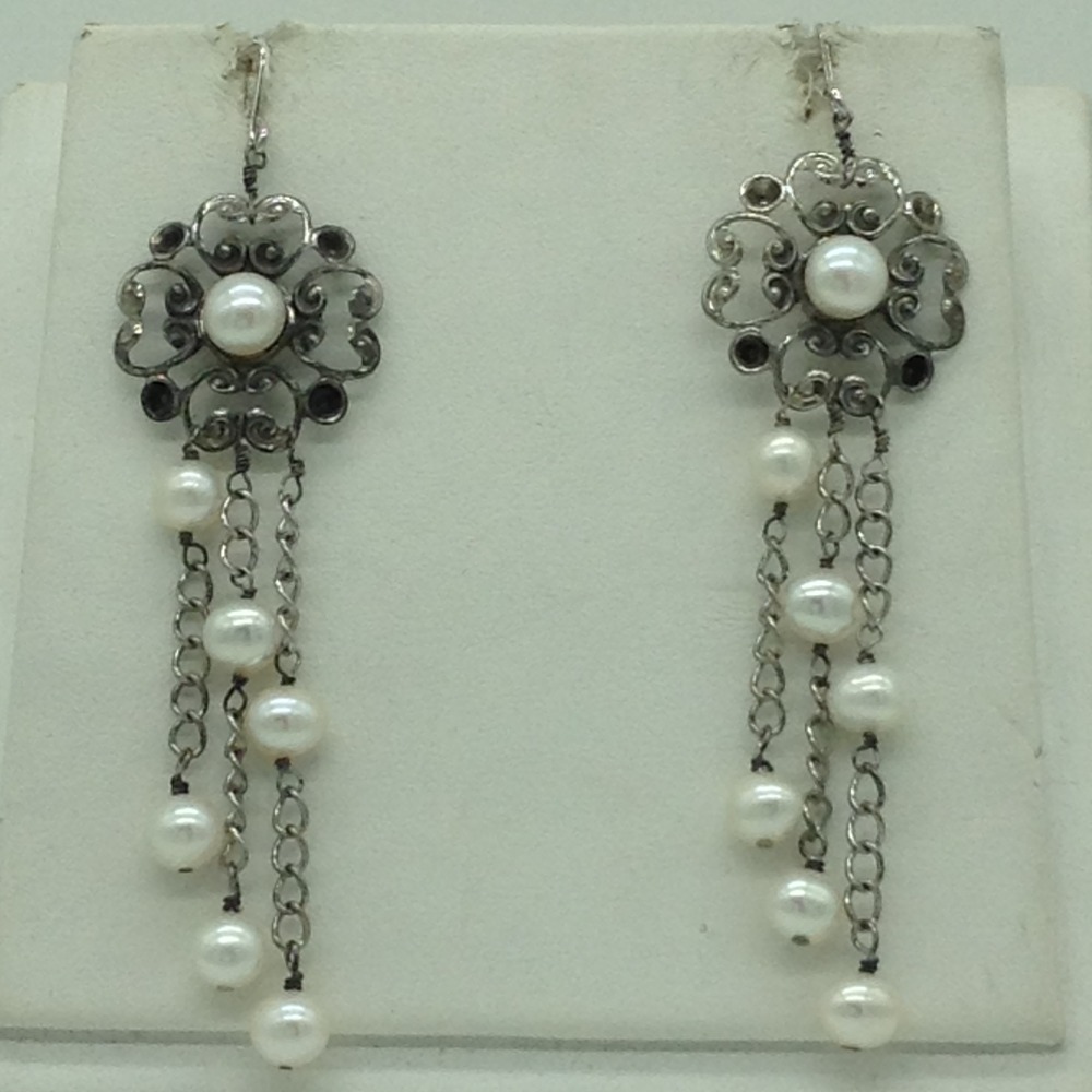 Freshwater white pearls silver necklace set jnc0065 - Image 3