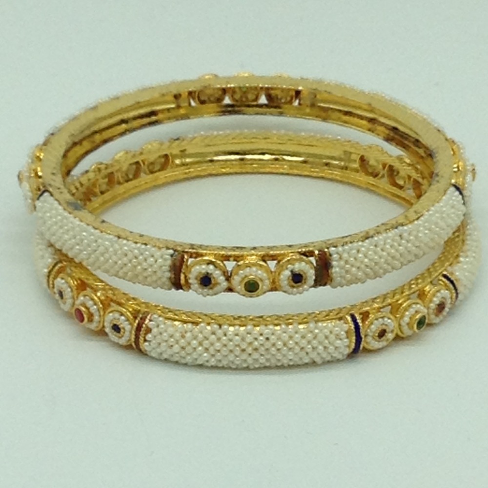 Freshwater White Khakha Seed Pearls Jali Bangles JBG0278