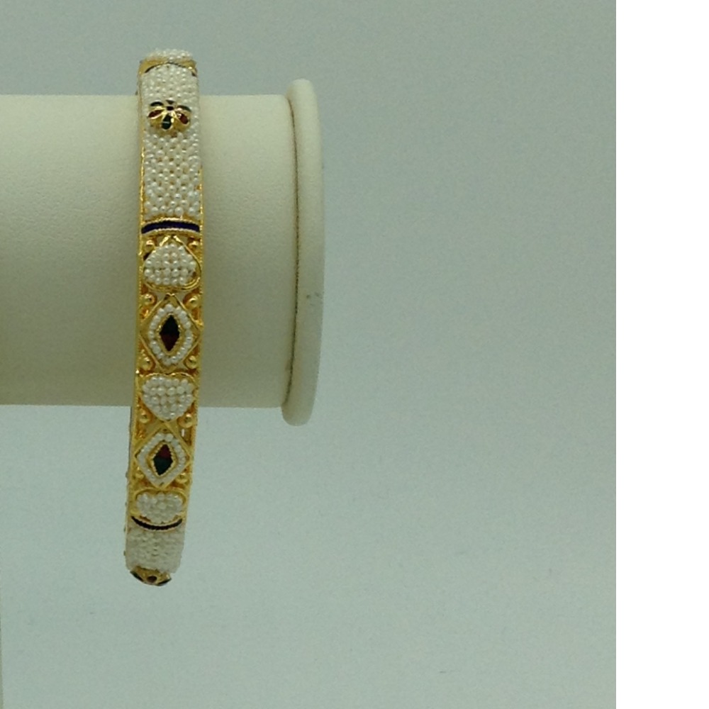 Freshwater White Khakha Seed Pearls Jali Single Bangles JBG0277