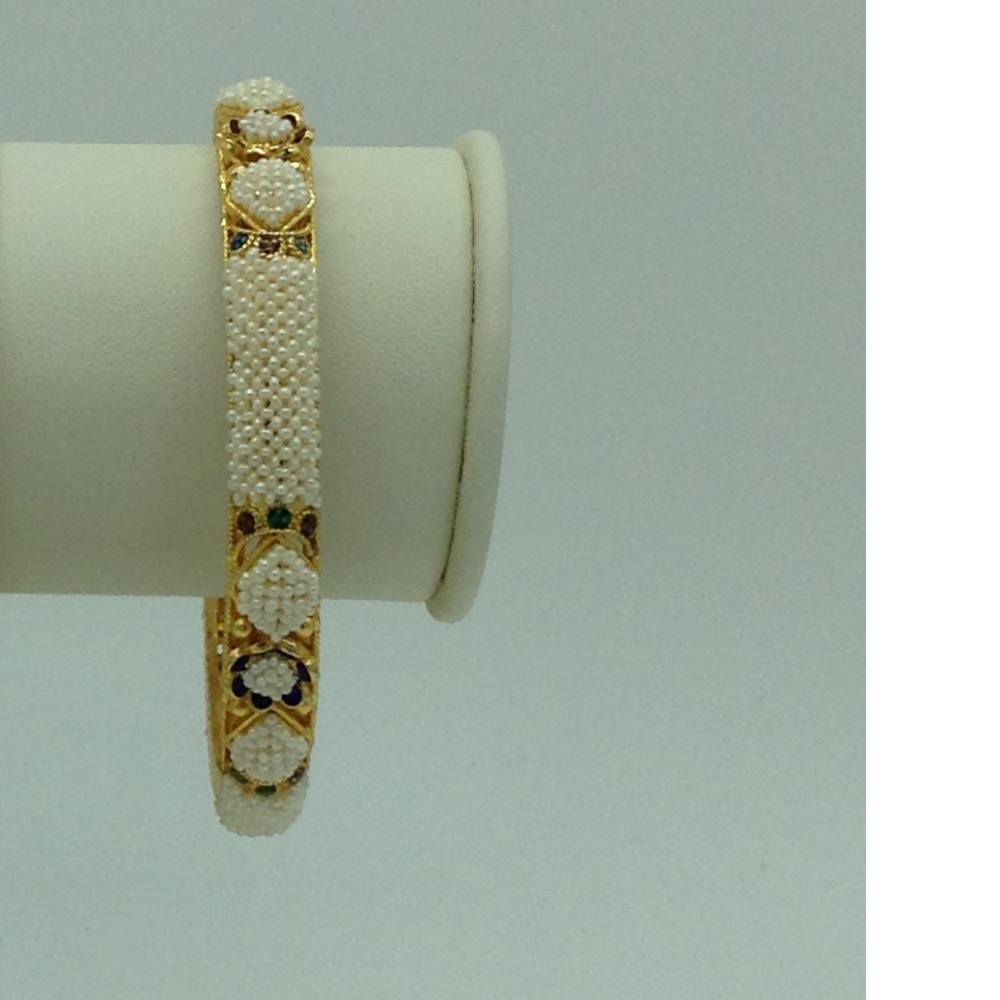 Freshwater White Khakha Seed Pearls Jali Single Bangles JBG0276