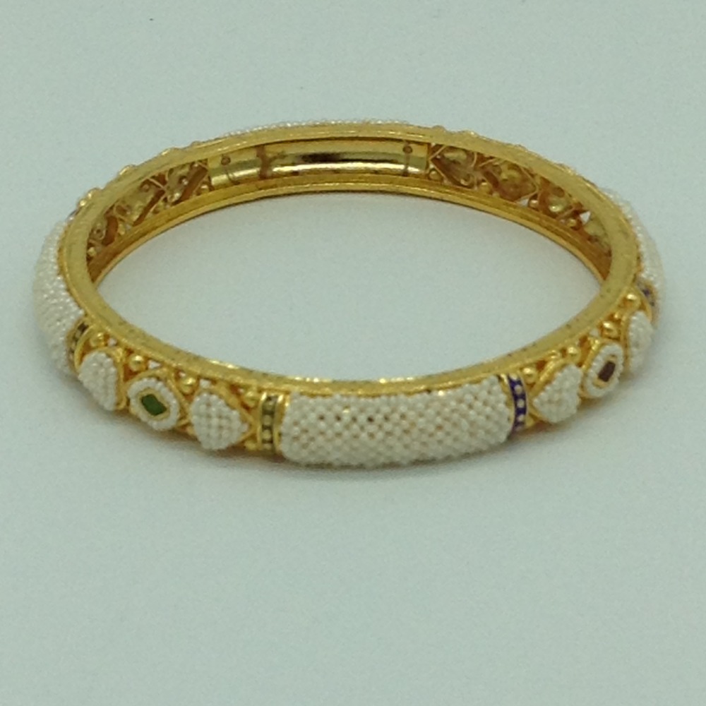 Freshwater White Khakha Seed Pearls Jali Single Bangles JBG0275
