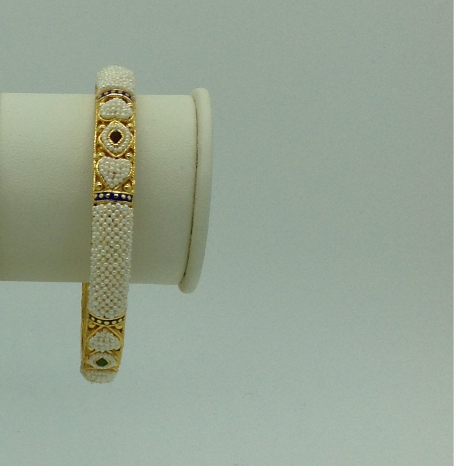 Freshwater White Khakha Seed Pearls Jali Single Bangles JBG0275