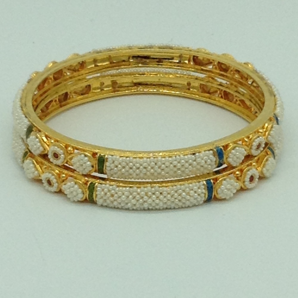 Freshwater White Khakha Seed Pearls Jali Bangles JBG0274