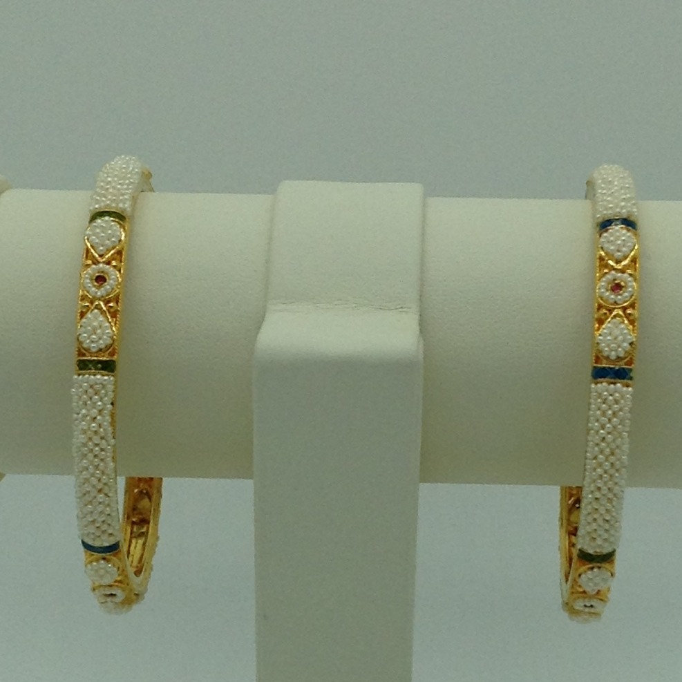 Freshwater White Khakha Seed Pearls Jali Bangles JBG0274