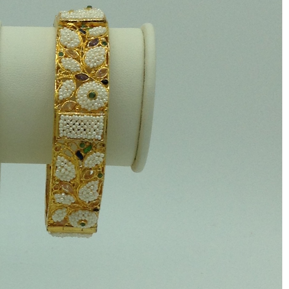 Freshwater White Khakha Seed Pearls Jali Single Kada JBG0273
