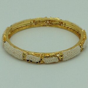 Freshwater White Khakha Seed Pearls Jali Single Bangles JBG0272