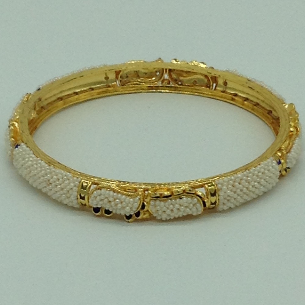 Freshwater White Khakha Seed Pearls Jali Single Bangles JBG0272