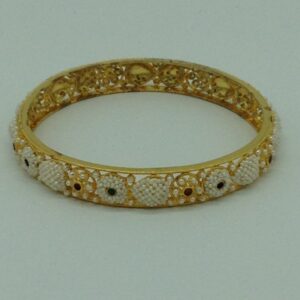 Freshwater White Khakha Seed Pearls Jali Single Bangles JBG0270