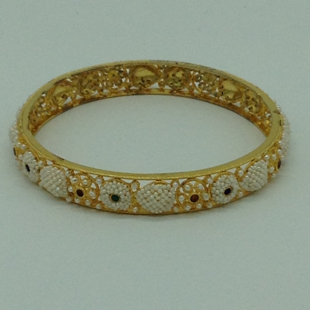 Freshwater White Khakha Seed Pearls Jali Single Bangles JBG0270