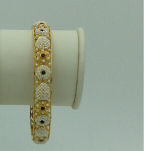Freshwater White Khakha Seed Pearls Jali Single Bangles JBG0270