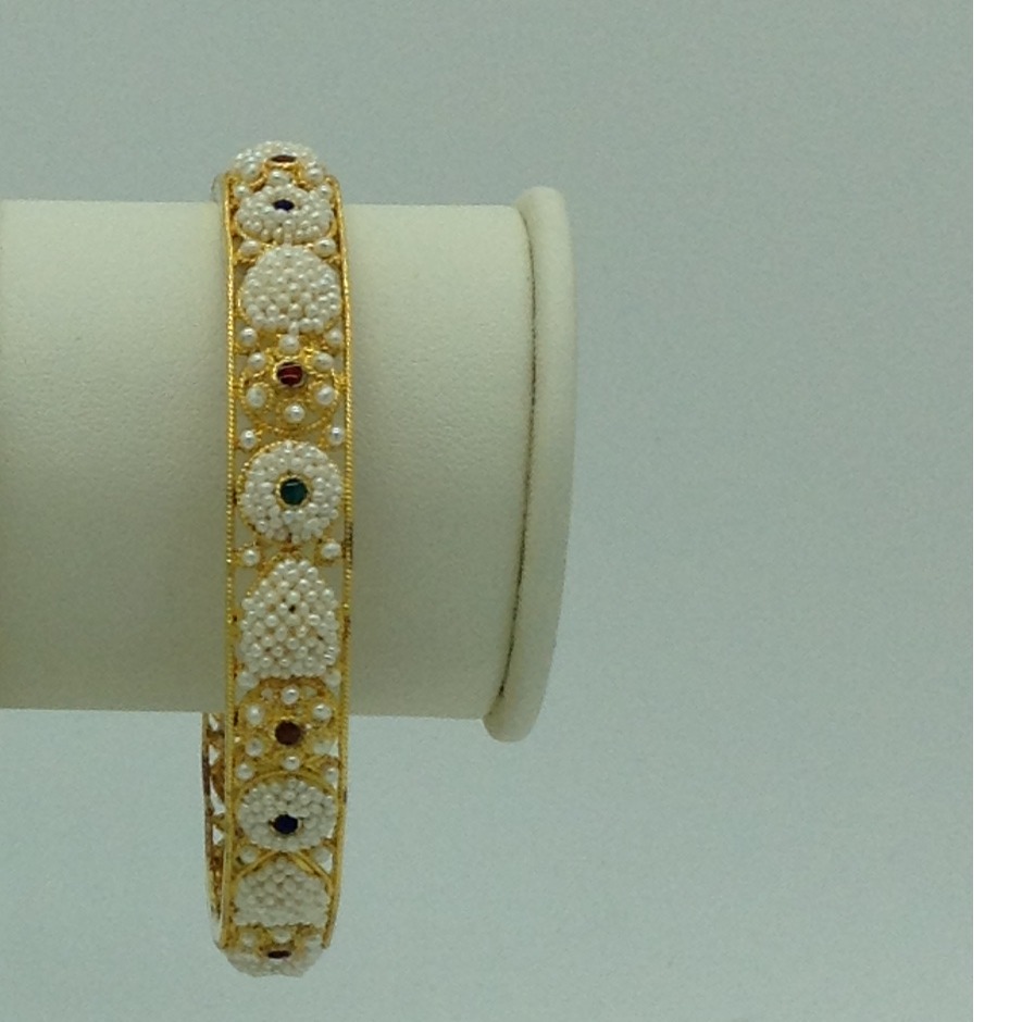 Freshwater White Khakha Seed Pearls Jali Single Bangles JBG0270