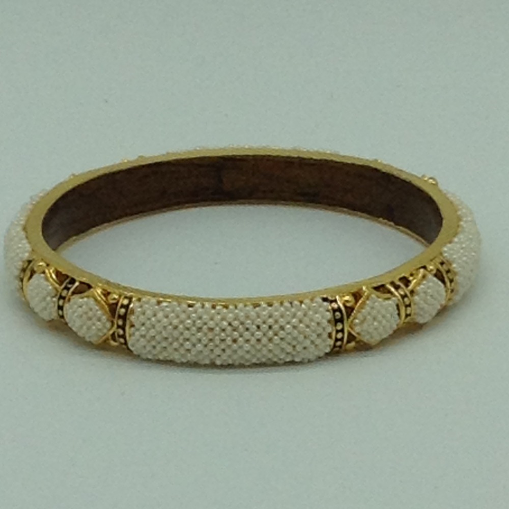 Freshwater White Khakha Seed Pearls Jali Single Bangles JBG0269