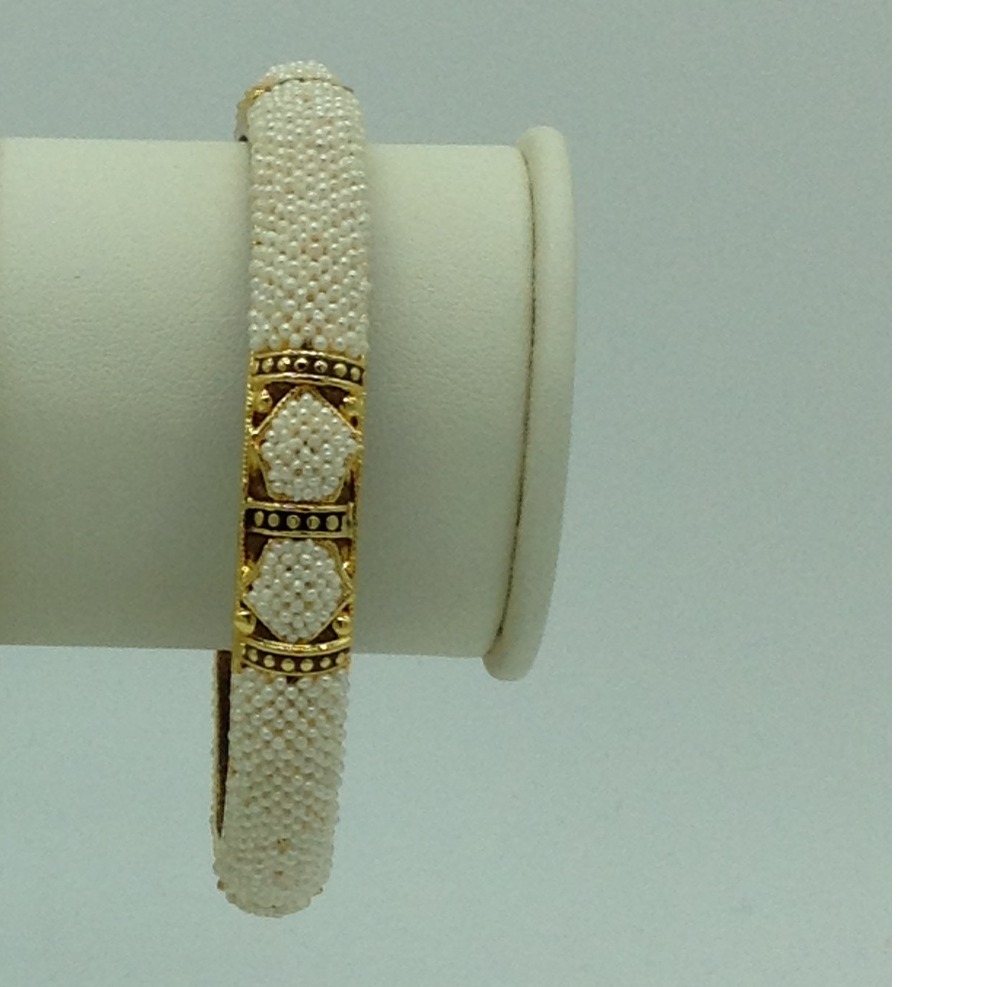 Freshwater White Khakha Seed Pearls Jali Single Bangles JBG0269
