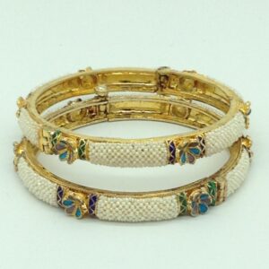 Freshwater White Khakha Seed Pearls Jali Bangles JBG0266