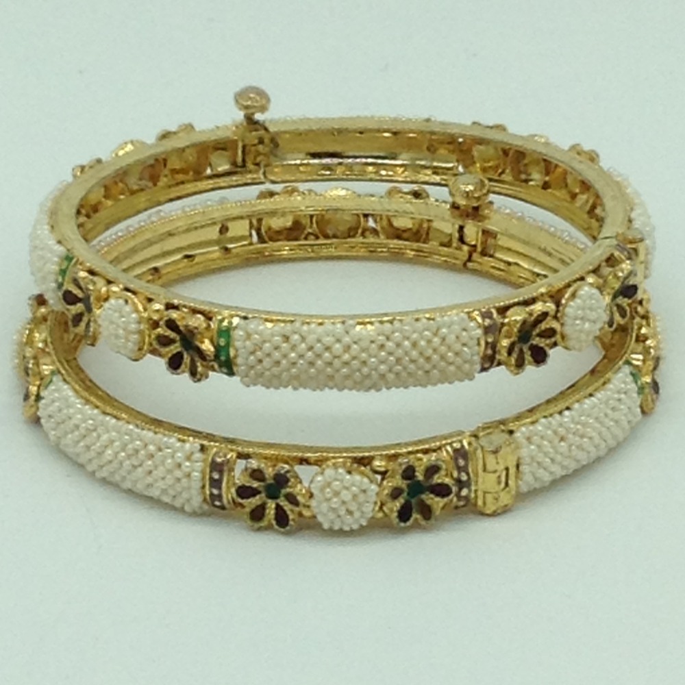 Freshwater white khakha seed pearls jali bangles jbg0264