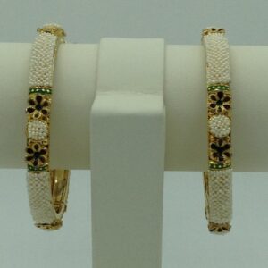 Freshwater white khakha seed pearls jali bangles jbg0264