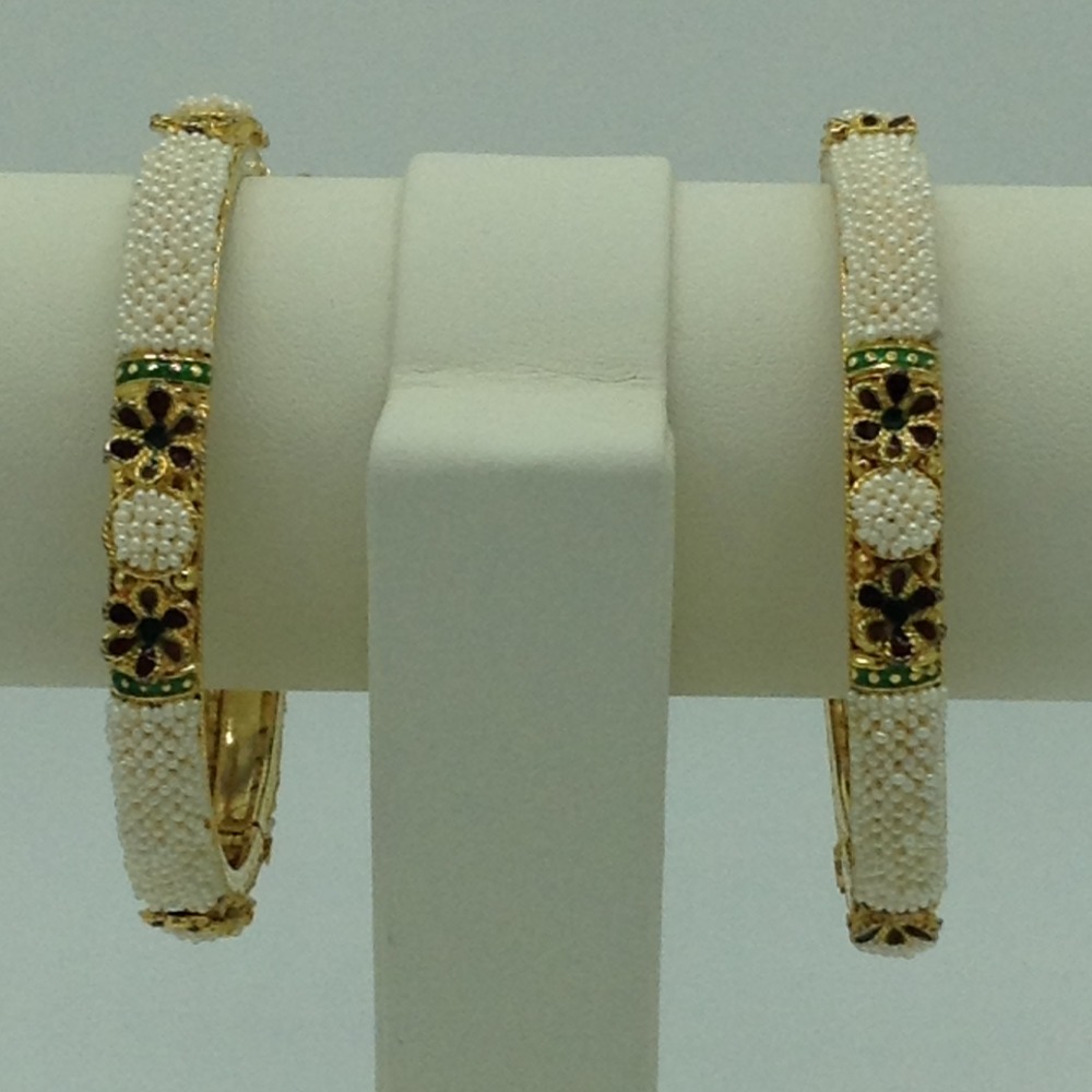 Freshwater white khakha seed pearls jali bangles jbg0264