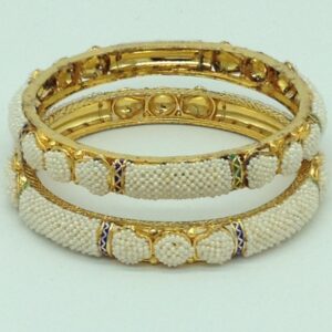 Freshwater White Khakha Seed Pearls Jali Bangles JBG0262