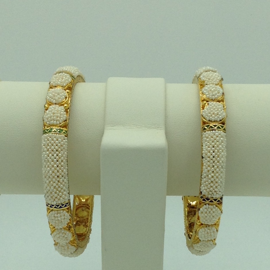 Freshwater White Khakha Seed Pearls Jali Bangles JBG0262