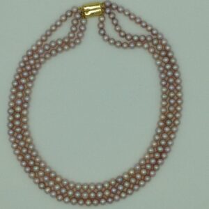 Freshwater Pink Round 3 Lines Pearls Full Set JPP1082