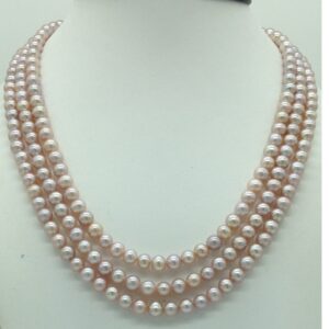 Freshwater Pink Round 3 Lines Pearls Full Set JPP1082