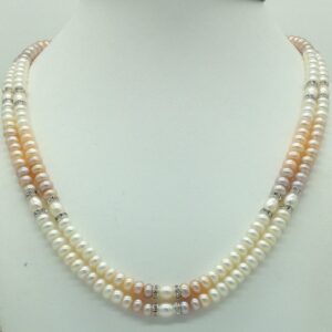 Freshwater Multicolour Flat Shaded 2 Lines Pearls Full Set JPP1081