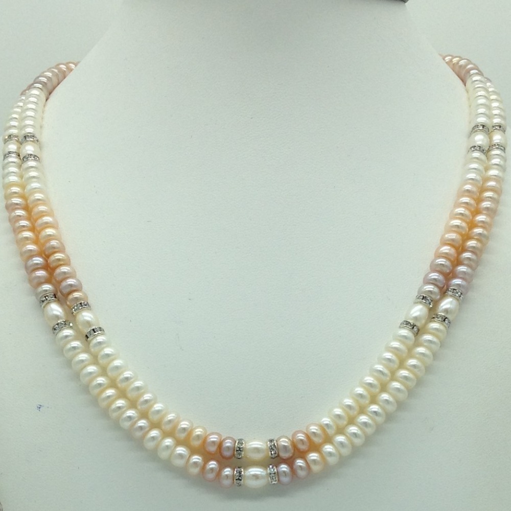 Freshwater Multicolour Flat Shaded 2 Lines Pearls Full Set JPP1081