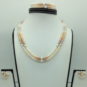 Freshwater Multicolour Flat Shaded 2 Lines Pearls Full Set JPP1081