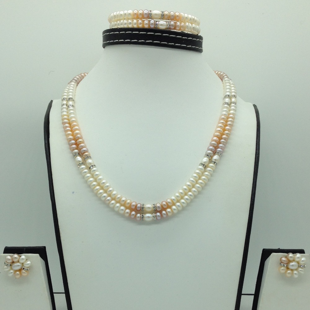 Freshwater Multicolour Flat Shaded 2 Lines Pearls Full Set JPP1081