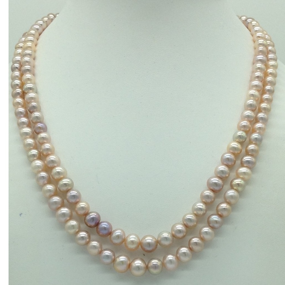 Freshwater Pink Round Graded 2 Lines Pearls Full Set JPP1080