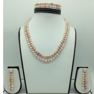 Freshwater Pink Round Graded 2 Lines Pearls Full Set JPP1080