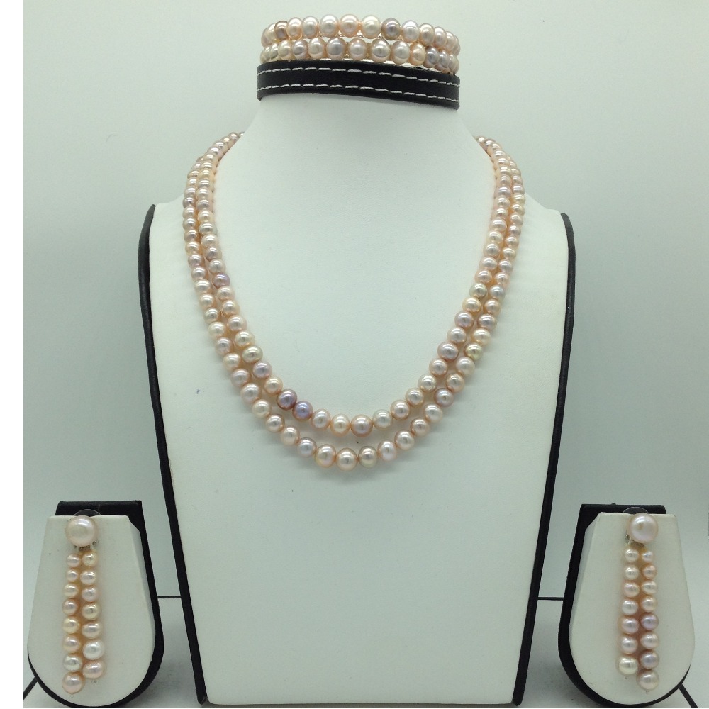 Freshwater Pink Round Graded 2 Lines Pearls Full Set JPP1080
