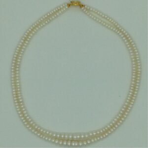 Freshwater White Flat Graded 2 Lines Pearls Full Set JPP1079