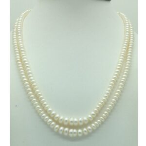 Freshwater White Flat Graded 2 Lines Pearls Full Set JPP1079