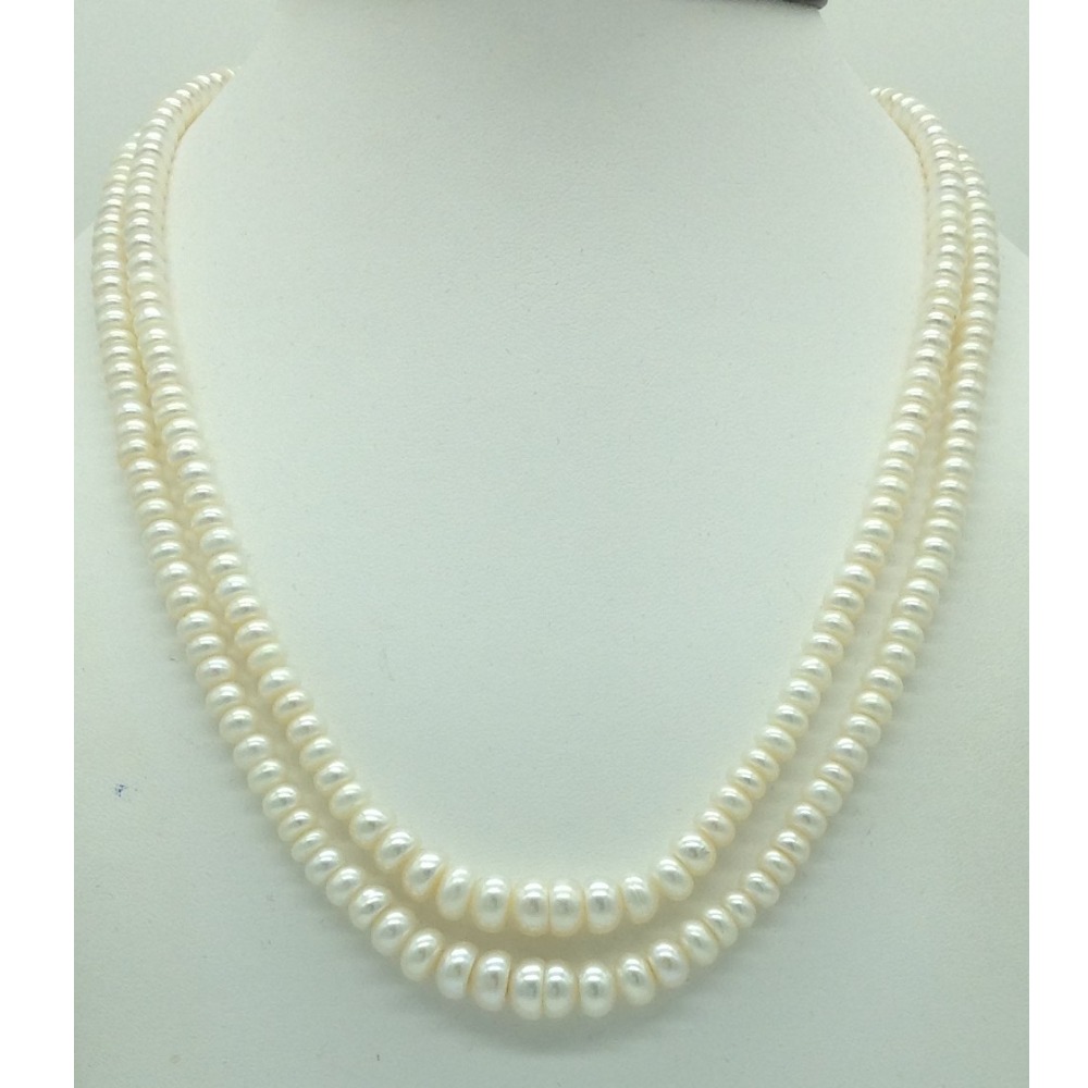 Freshwater White Flat Graded 2 Lines Pearls Full Set JPP1079